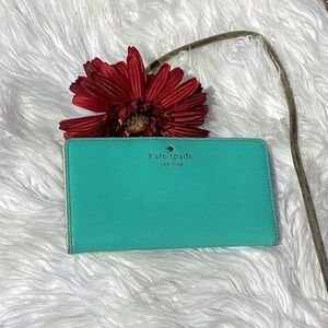 Kate Spade Aqua Blue Snap Close Bi Fold Wallet